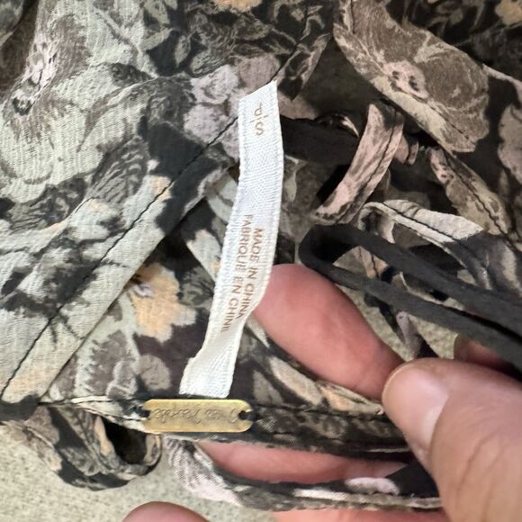 Free People Dress S Penny Lover Mini Sheere Chiffon Black Floral Boho Romantic - Picture 4 of 8